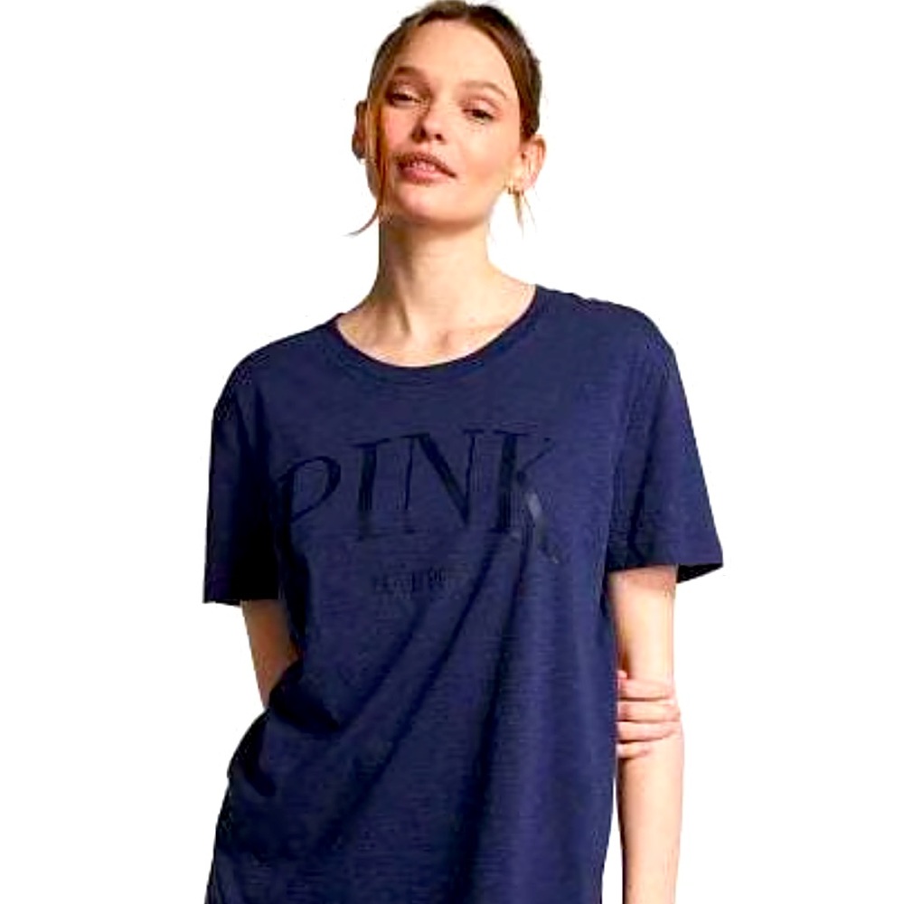 Victoria's Secret PINK Oversized Slub Short-Sleeve Campus T-Shirt, size S